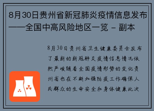 8月30日贵州省新冠肺炎疫情信息发布——全国中高风险地区一览 - 副本